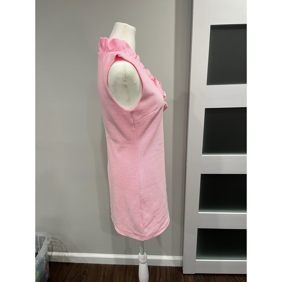 Lilly Pulitzer Tisbury Shift Dress Pink White Striped Ruffle Neck Sleeveless S - Picture 4 of 9